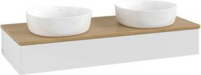 V&B Antao Waschtischunterschrank mit LED-Beleuchtung, Wandmontage, Eiche Honig und Weiß Lack, B/T/H: 120 x 50 x 19 cm - Bild 1