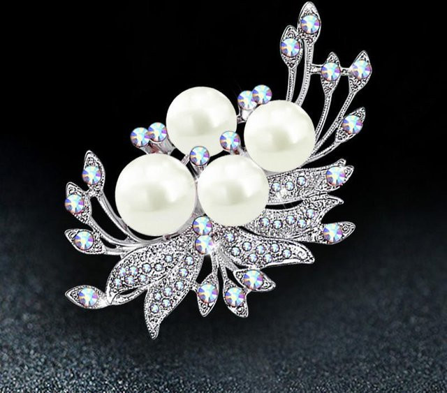 YIRAN Brosche Blume, Perle, Kristall, Damen - Bild 1