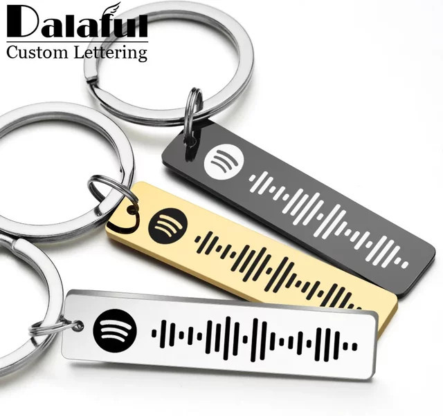 Dalaful Schlüsselanhänger, personalisierter Spotify-Code, gravierter Name, Unisex - Bild 1