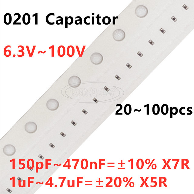 Bonakin 0201 SMD-Kondensator mit verschiedenen Kapazitäten von 150PF bis 4,7UF und 50 V - Bild 1