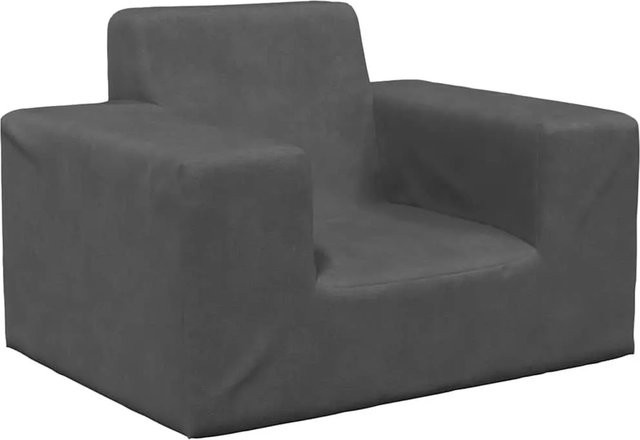 vidaXL Kindersofa aus weichem Plüsch in Anthrazit, B/T/H: 52,0 x 38,0 x 34,0 cm - Bild 1