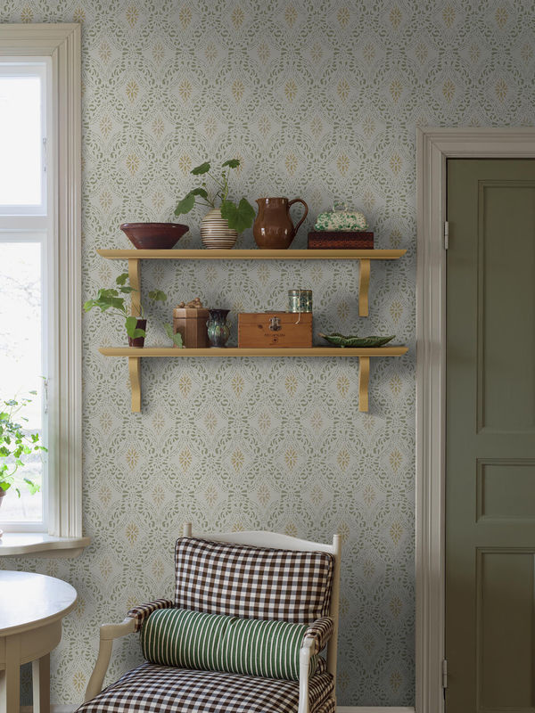 Boråstapeter Wallpaper Kvarnholmen 8056 Vlies Tapete mit Ornamenten in Grün/Hellgrün im schwedischen Landhausstil - Bild 4
