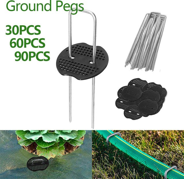 Rostbeständige U-förmige Gartenheringe aus Metall in Silber mit Puffer-Unterlegscheiben zur Sicherung von Pflanzen und Unkraut, 30 Stück, Höhe: 15,0 cm, Breite: 4,0 cm - Bild 1