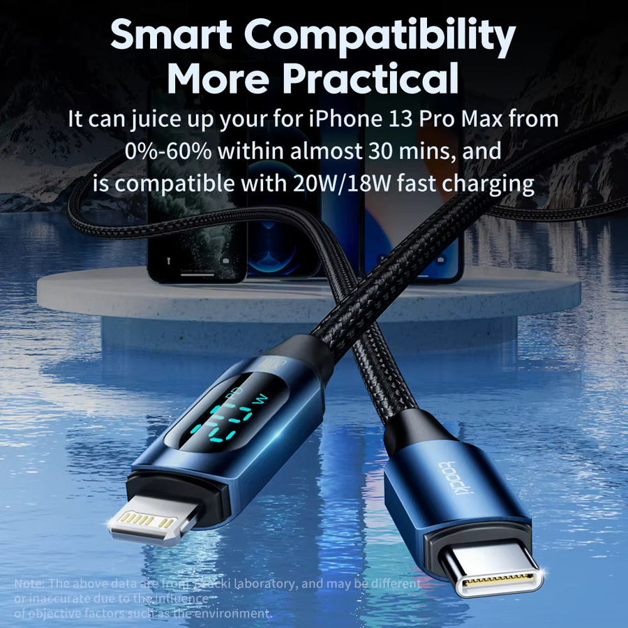 Toocki USB-C auf USB-C Schnellladekabel mit 20W PD für iPhone, iPad und MacBook, Schwarz - Bild 3