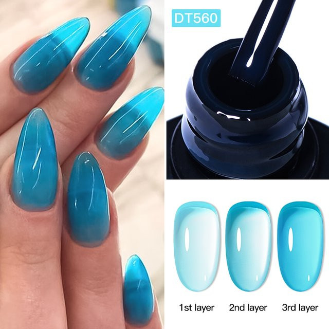 MEET ACROSS Nagellack, himmelblau, 7 ml, halbtransparent, glänzend - Bild 1