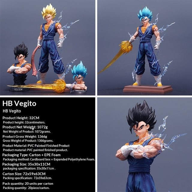 Bandai Dragon Ball Vegetto Super Saiyajin Action Figure, 32 cm, Kunststoff - Bild 1