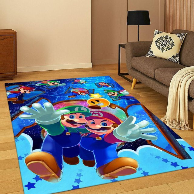 3D Super Mario Bros Kinder Teppich Rutschfest für Spielzimmer Wohnzimmer und Schlafzimmer, Multicolor, Breite: 40 cm, Tiefe: 60 cm - Bild 1