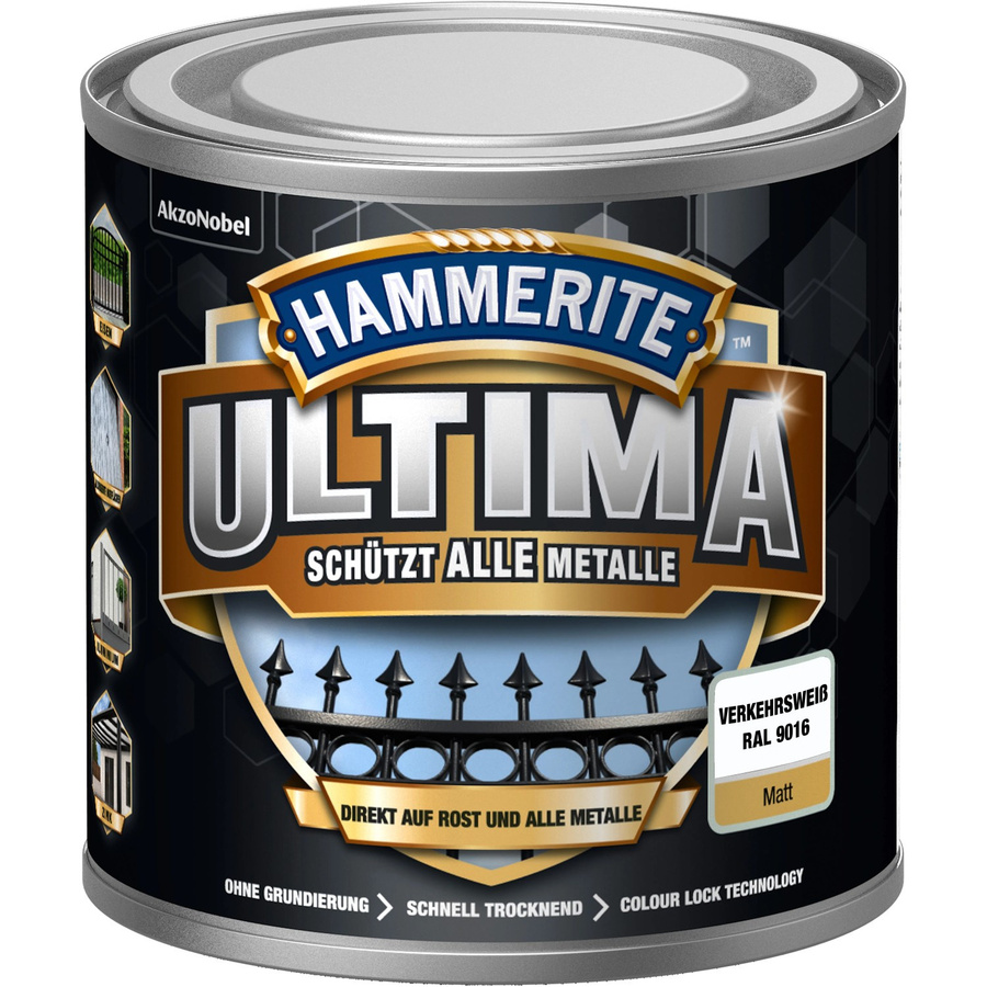 Hammerite Ultima Premium Metall-Schutzlack matt Verkehrsweiß 250 ml - Bild 2