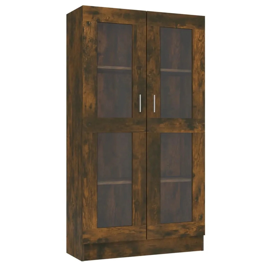 vidaXL Vitrinenschrank Räuchereiche mit Glastüren und Regalböden, B/T/H: 82,5 x 30,5 x 150 cm - Bild 2