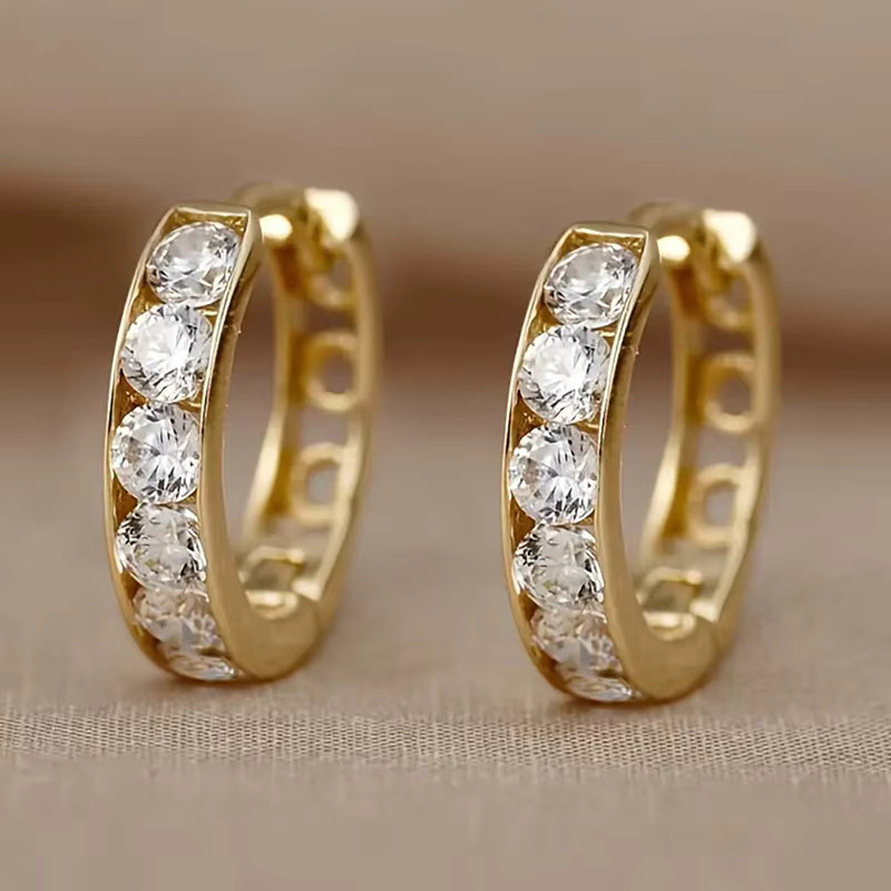Huitan Creolen, Gold, Zirkonia, Damen - Bild 2