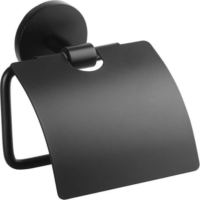 Brillantbad BOX Papierrollenhalter mit Deckel aus Zink in Schwarz, Wandmontage, B/H/T: 13,8 x 13,5 x 5,9 cm - Bild 1