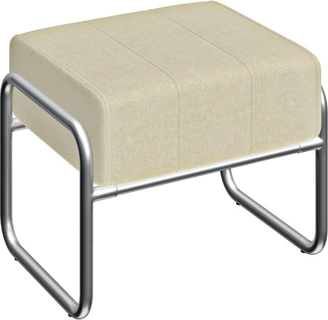 HOMCOM Fußhocker aus Polyester in Beige mit Metallgestell, B/T/H: 52 x 42 x 42 cm - Bild 1