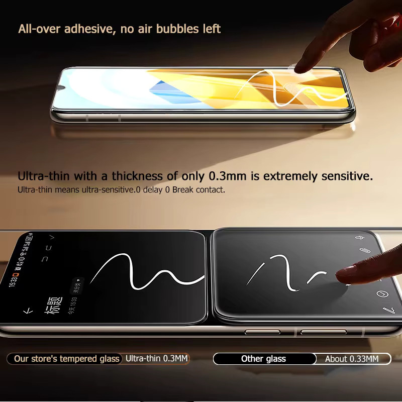 3er-Pack gehärtetes Glas Displayschutzfolie für Xiaomi Poco M5, transparent, 9H Härtegrad mit Fingerabdruck-Entsperrfunktion - Bild 2
