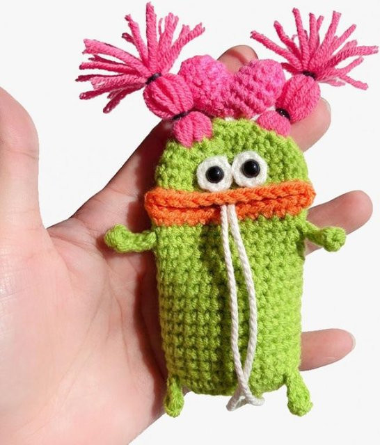 Schlüsselanhänger Wolle, Cartoon Wurstmund Monster, Unisex - Bild 1