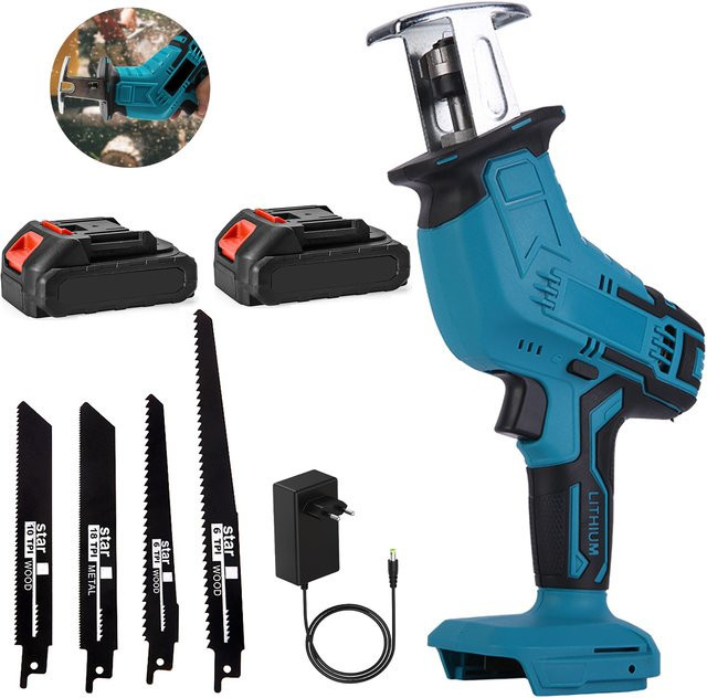 Makita Akku-Säbelsäge mit einstellbarer Geschwindigkeit für Metall und Holz, Blau, 21V - Bild 1