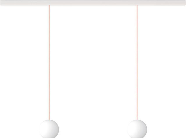 KOMOT KOS Duo L LED-Pendelleuchte mit Schiene, Weiß matt und orangefarbenem mundgeblasenem Opalglas, Tunable White 2200K - 4200K, Länge: 150 cm - Bild 1