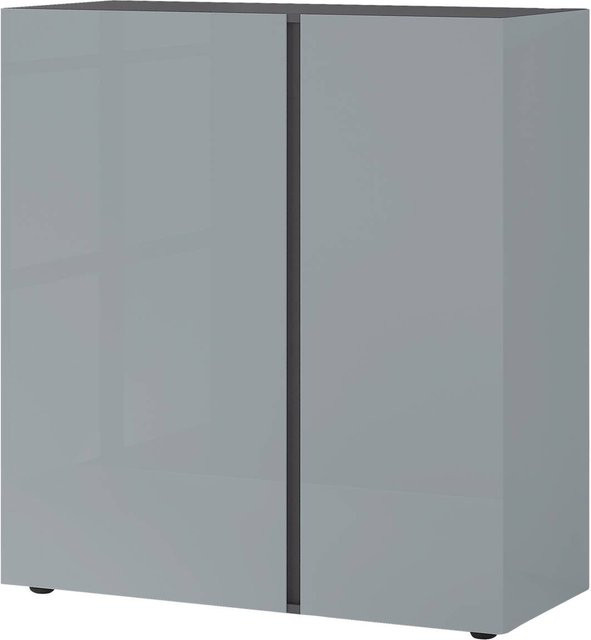 Germania Kommode Mesa in Graphit und Silbergrau Hochglanz, B/H/T: 94 x 103 x 43 cm - Bild 1