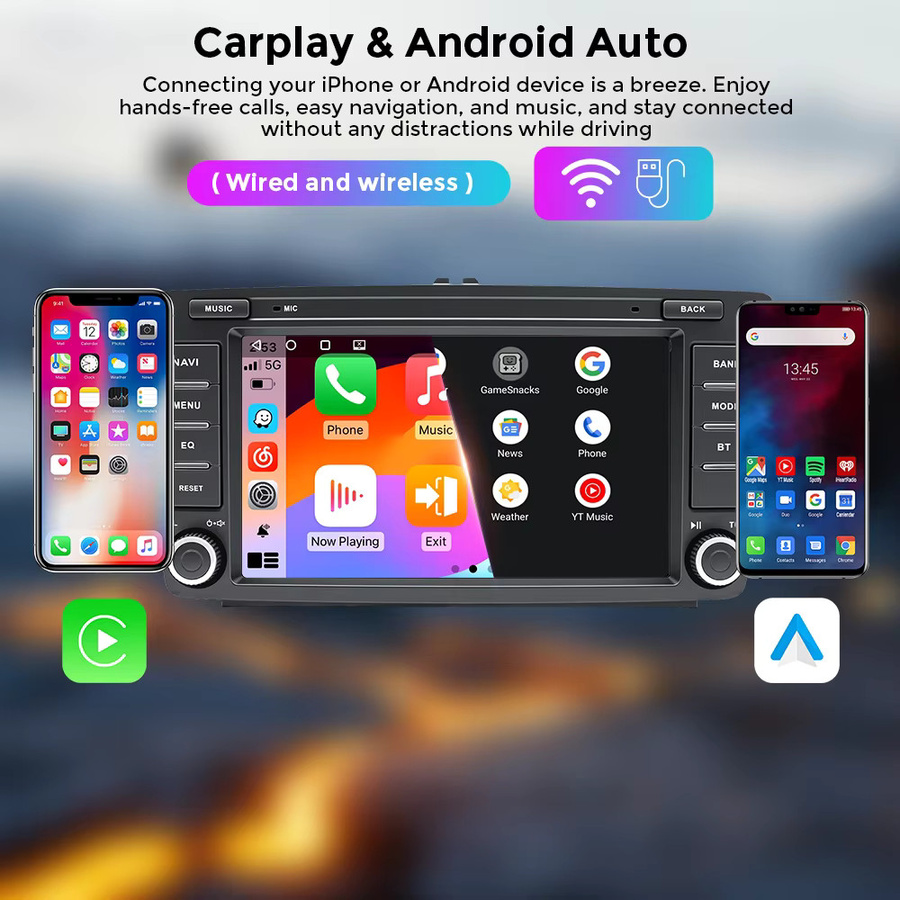 GEARELEC Android 14 Autoradio für Skoda Octavia 2004-2013 mit Carplay, Android Auto, GPS, Bluetooth und WIFI in Schwarz - Bild 2