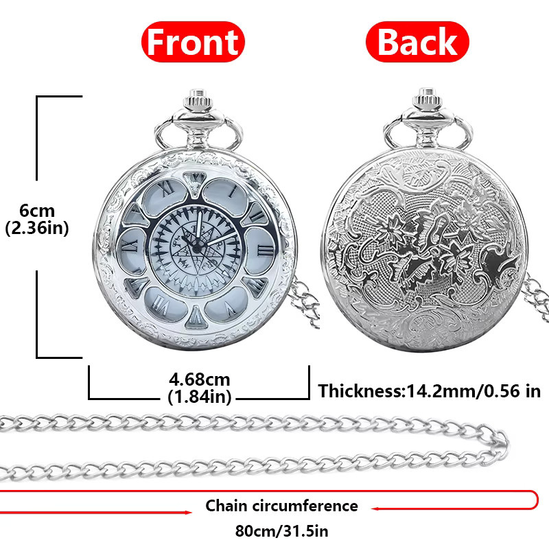 Wecin Taschenuhr Halskette, Quarz, Silber, Herren und Damen - Bild 4
