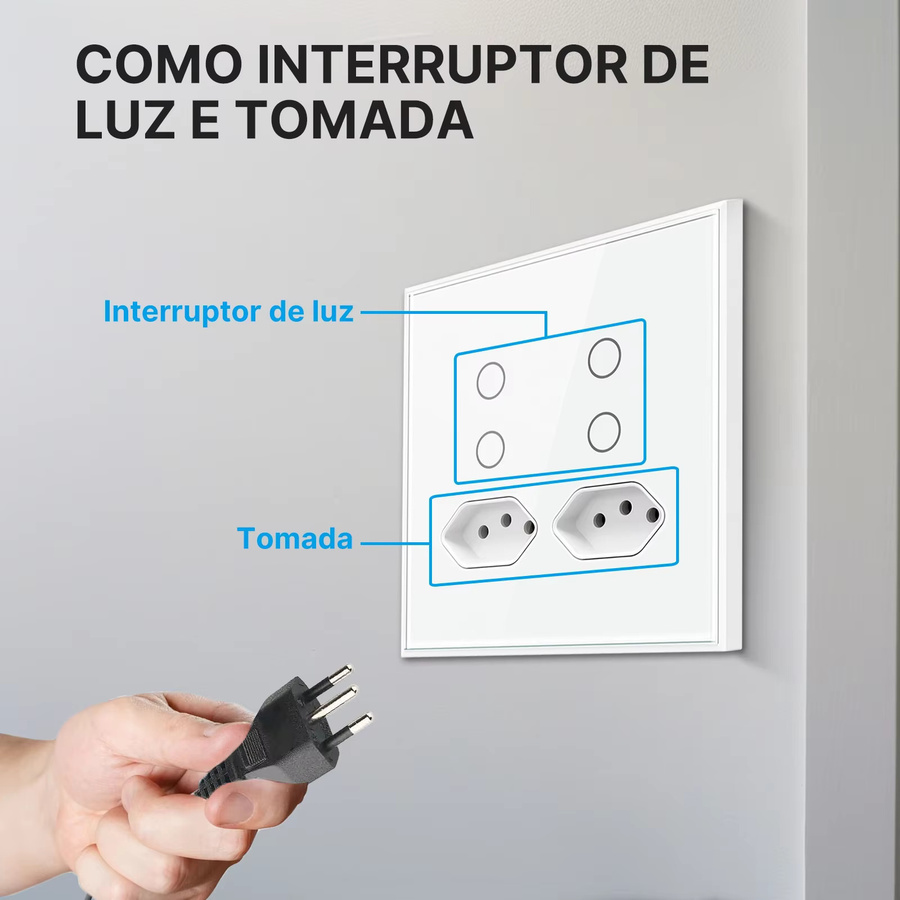MOES Smart WiFi Wand Schalter und Steckdose Kombination mit Brasilianischem Standard in Weiß - Bild 2