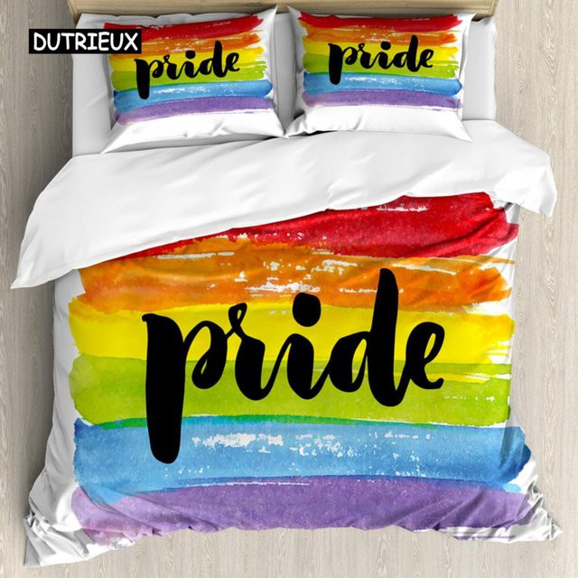 Binchi Pride Bettwäsche-Set mit Streifendesign aus Polyester, 3-teilig, Mehrfarbig, B/H: 140 x 200 cm - Bild 1