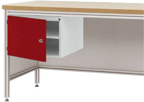 Manuflex ZB4724.3003 Gehäuse-Unterbau für ALU-Arbeitstische in Rot, Nutzhöhe: 300 mm, für Tischtiefe: 600 mm - Bild 1
