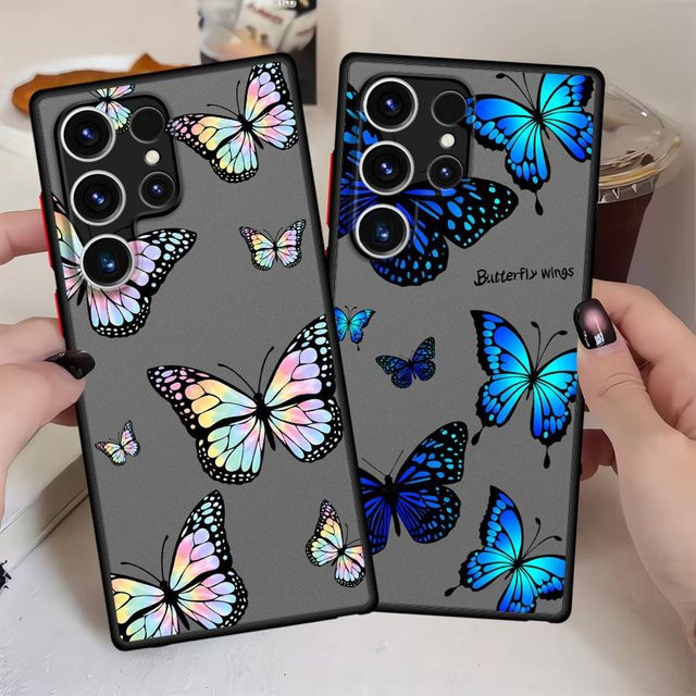 Blaue Schmetterling Handyhülle für Samsung Galaxy S20 S21 S22 S23 S24 S25 S26 Note 20 Ultra und FE Modelle in Mehrfarbig - Bild 1