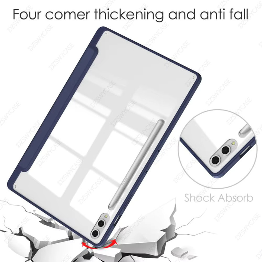 DZSWYCASE Schutzhülle für Samsung Galaxy Tab S10 Plus, S9 Plus und S9 FE 12,4 Zoll mit Stifthalter und Auto-Sleep/Wake-Funktion, dreifach faltbare Standhülle, Schwarz oder Blau - Bild 4
