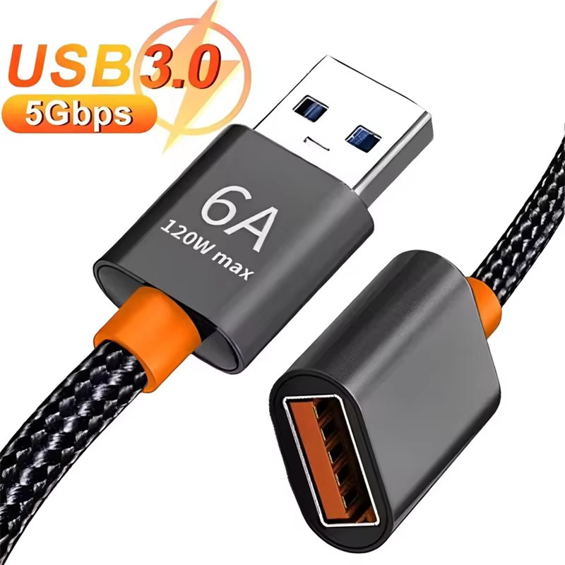 OUIO USB 3.0 Verlängerungskabel USB A Stecker auf Buchse, 120W 6A Hochgeschwindigkeits-Datenkabel in Schwarz - Bild 6