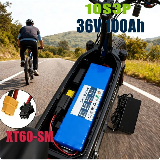 Wiederaufladbarer Lithium-Akku 10S3P 36V 100Ah mit BMS für modifizierte Fahrräder, Elektroroller und Fahrzeuge, Blau - Bild 1