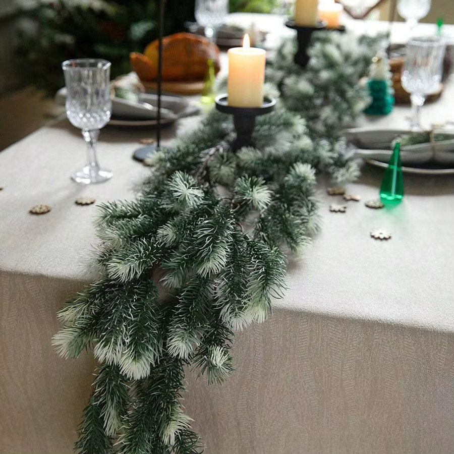 ZQCY Künstliche Rattan-Weihnachtsgirlande in Grün und Weiß für Garten, Wand und Party-Dekoration - Bild 4