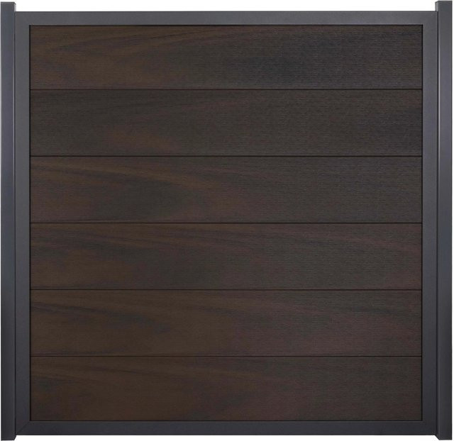 GroJaViento Zaunelement Sichtschutz Walnuss co-extrudiert mit Rahmen Anthrazit B/H: 180 x 180 cm - Bild 1