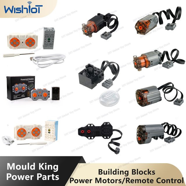 Mould King Power Functions Technische Bausteine mit Servomotor, Elektrischer Fernbedienung und Batteriekasten für MOC-Modelle - Bild 1