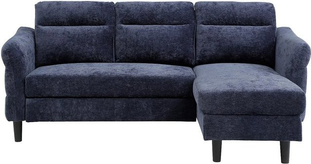 Schlafsofa Vanersi in Marineblau mit Ausziehfunktion und Armlehnen, Breite: 206 cm - Bild 1