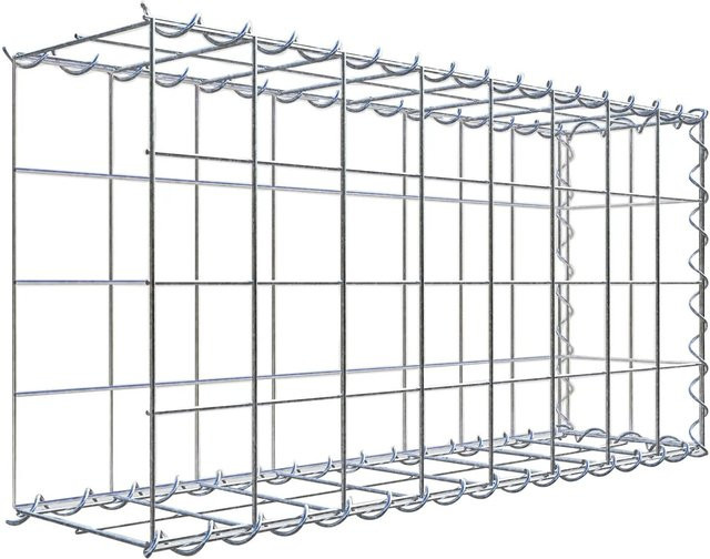 Gabiona Gabione-Anbaukorb Typ 2 aus Stahl, silbergrau, B/T/H: 80 x 40 x 20 cm, Maschenweite 10 x 10 cm - Bild 1