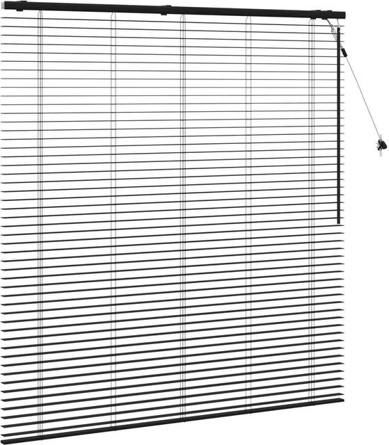 vidaXL Venezianische Jalousie aus Holz in Schwarz, B: 145 cm, H: 160 cm, Lamellenbreite: 35 mm - Bild 1