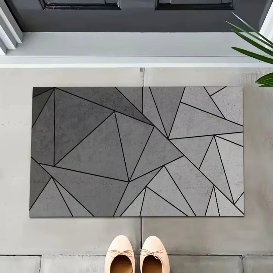 VIKAMA Moderne geometrische Fußmatte in Grau, rutschfeste Bodenmatte für Innen- und Außenbereich, Schlafzimmer und Küche - Bild 2