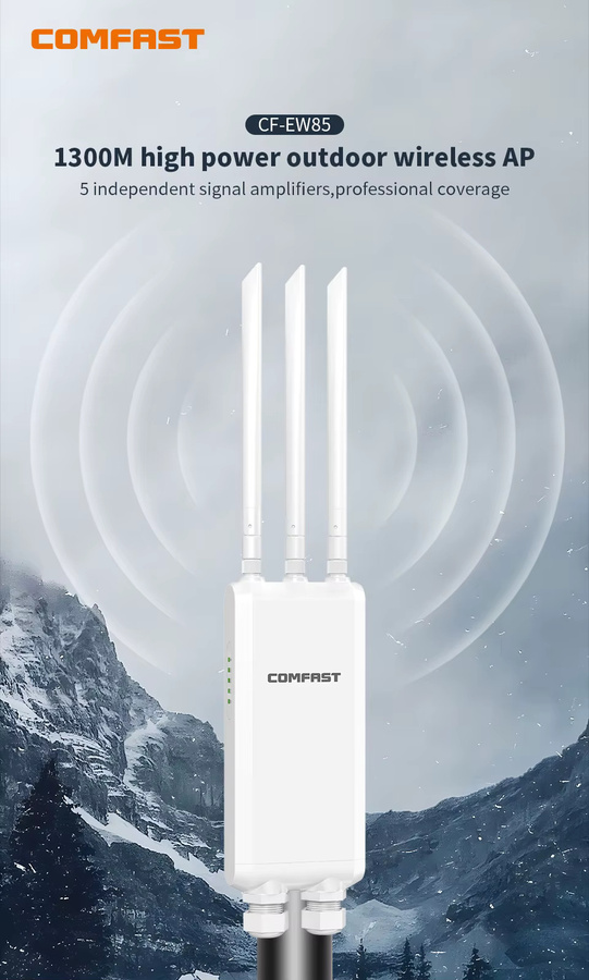 COMFAST AC1200/AC1300 Outdoor AP Router, Dual-Band 2,4G/5G WiFi Repeater und Signalverstärker, wasserdicht, Weiß - Bild 2