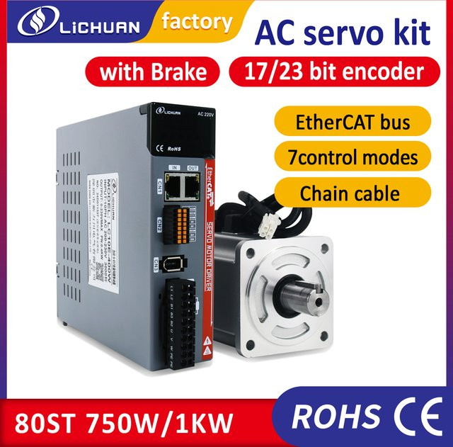 Lichuan Ethercat Servomotor Kit mit Bremse und Servotreiber LC10E LC20E 750 W oder 1000 W 80ST 3000 U/min - Bild 1