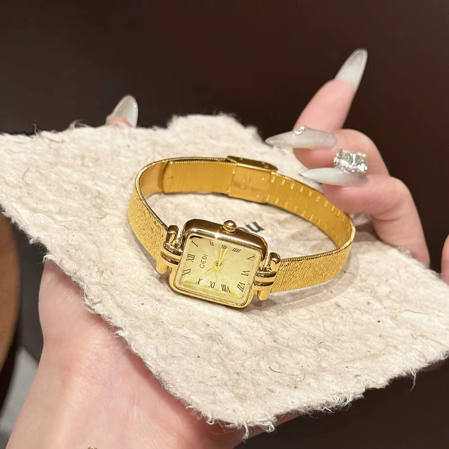 GEDI Armbanduhr, Quarz, Gold, Rechteckig, Milanaise, Damen, Vintage - Bild 2