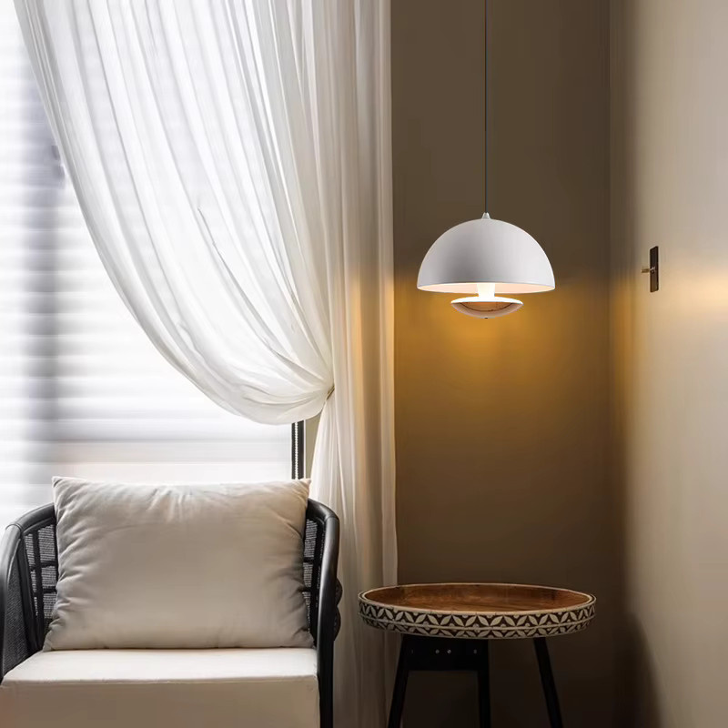 JIANKEXING Pendelleuchte aus Metall in Beige mit höhenverstellbarer Aufhängung und warmweißem Licht für Schlafzimmer, Restaurant oder Bar - Bild 2