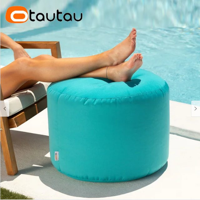 OTAUTAU Outdoor Big Bean Bag Pouf Cover Ottoman Hocker in Grün und Türkis, B/T/H: 45 x 45 x 30 cm - Bild 1