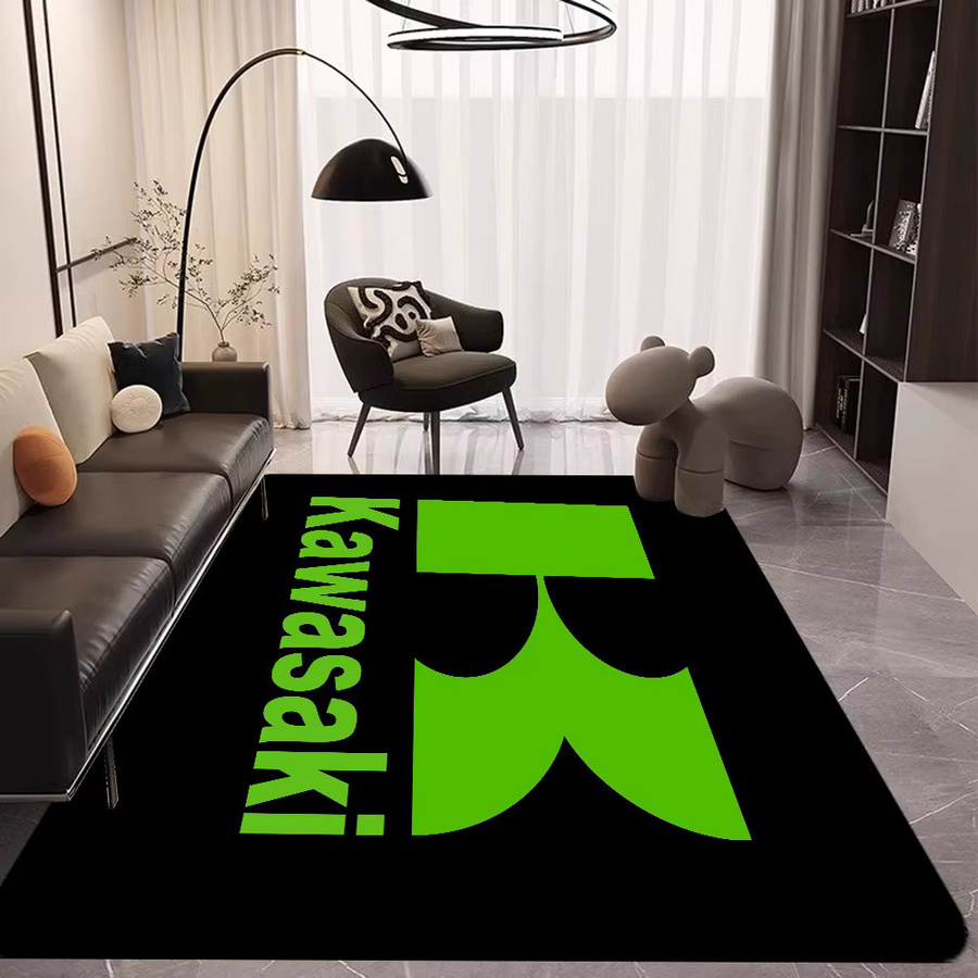 Kawasaki Druckteppich in Schwarz und Grün, rutschfester Teppich für Wohnzimmer, Schlafzimmer oder Kinderzimmer - Bild 3