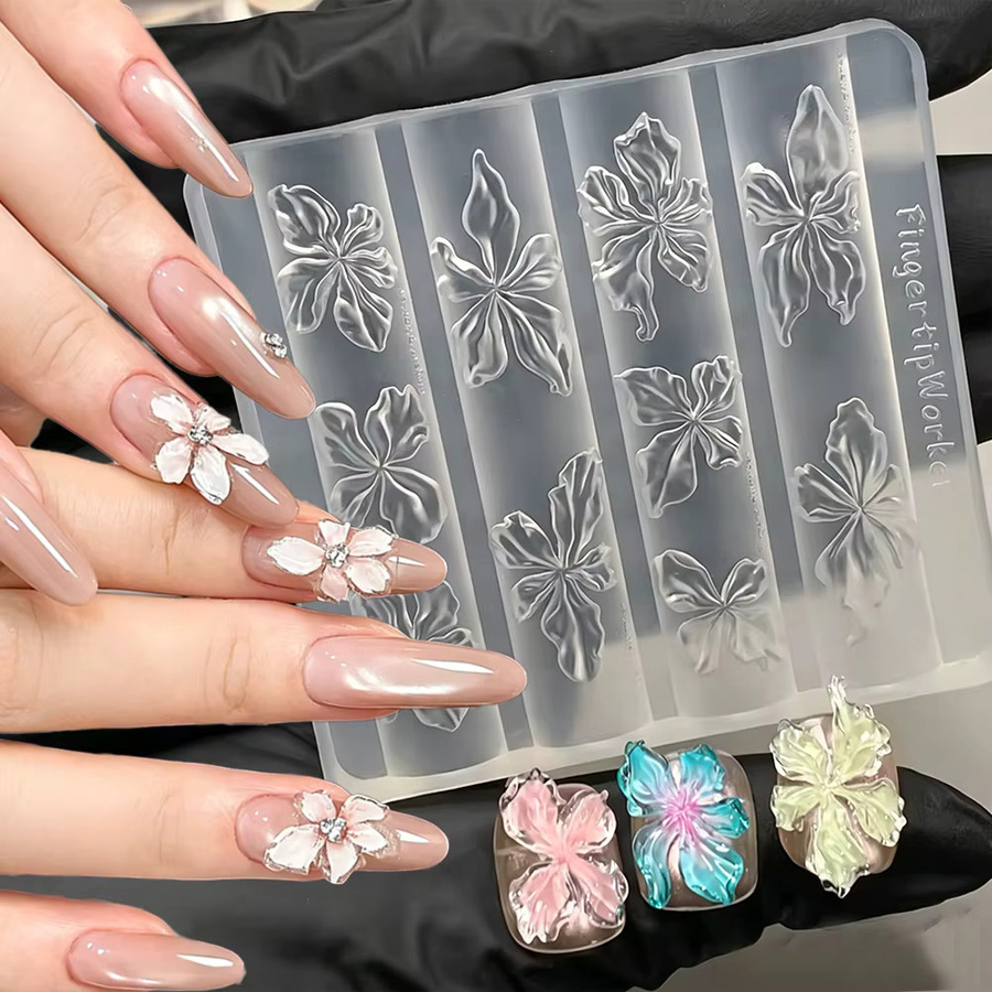 MAFANAILS Nagelschablone, 3D Hibiskusblüten, Silikon, Klar - Bild 4
