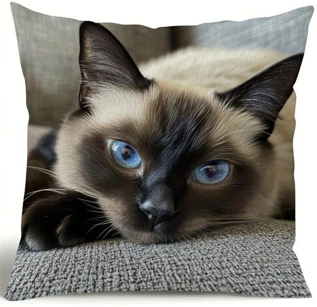 Dekorativer Kissenbezug mit Katzenmuster von JMG Clothing, Farbe Braun, B/B: 45 x 45 cm - Bild 1