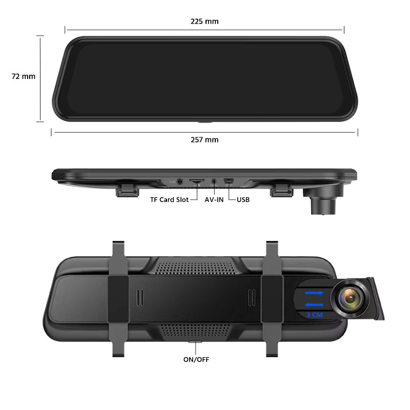 E-ACE 2K Auto Dashcam mit WIFI und GPS, Spiegel-Dashcam mit 1080P Videoaufnahme, Nachtsicht und 24H Parkmodus, Schwarz - Bild 5
