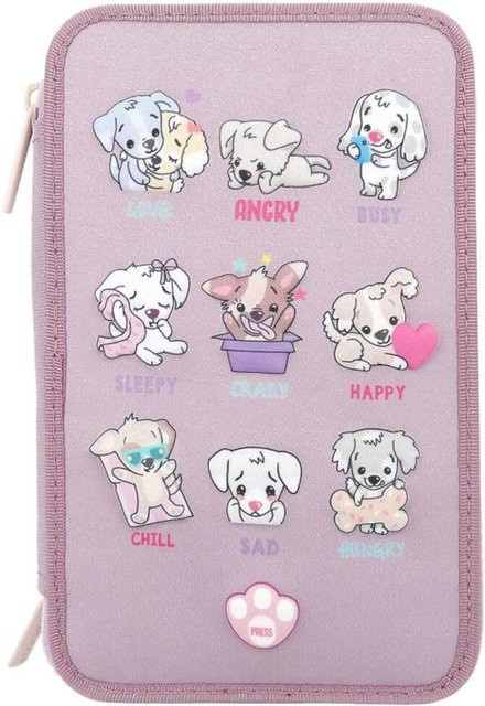 Depesche TOPModel 3-Fach Federtasche LED Hunde mit Stifte, Multicolor, B: 20 cm, T: 13 cm, H: 7,5 cm - Bild 1