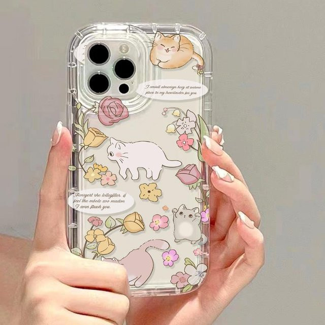 TUNEDEE Katzen Handyhülle für iPhone Modelle Transparent Weich mit Airbag Schutz - Bild 1