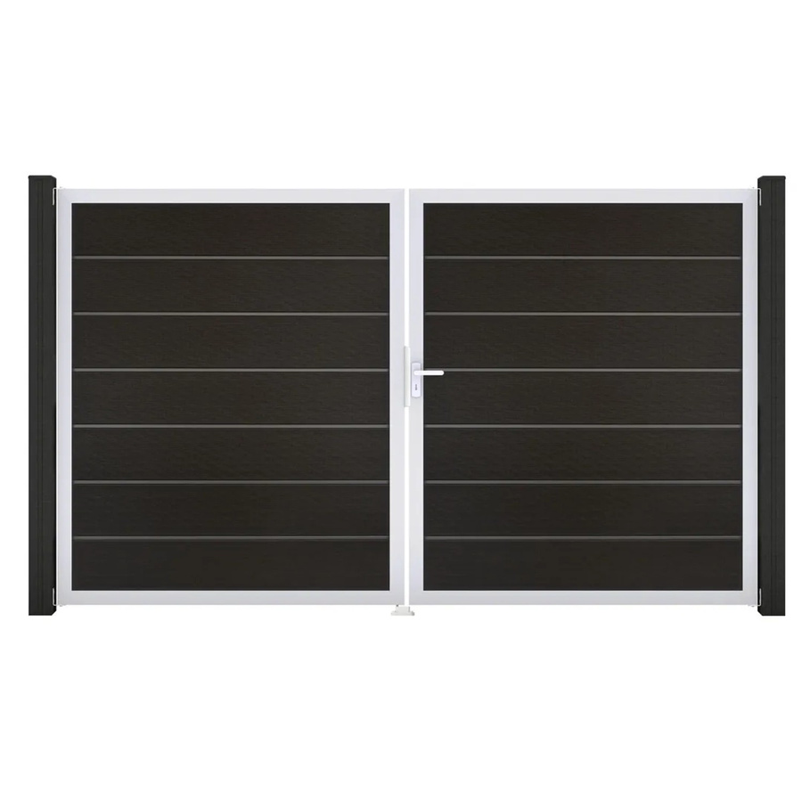 GroJa Grande Steckzaun Tor Premium DIN Rechts EV1 Doppel-Tor 2-flügelig in Schwarz aus Aluminium und BPC - Bild 2