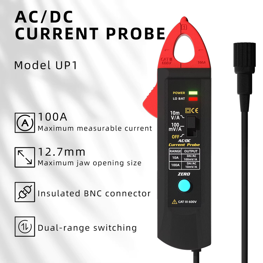 BSIDE UP1 AC/DC-Stromzangenadapter für Oszilloskop zur Messung und Analyse von 10mA bis 100A in Rot - Bild 5